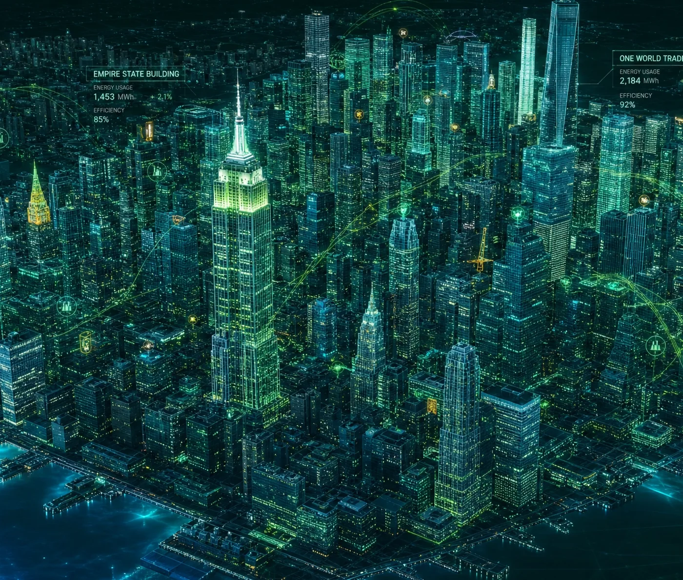 Digital twin view of the Manhattan skyline