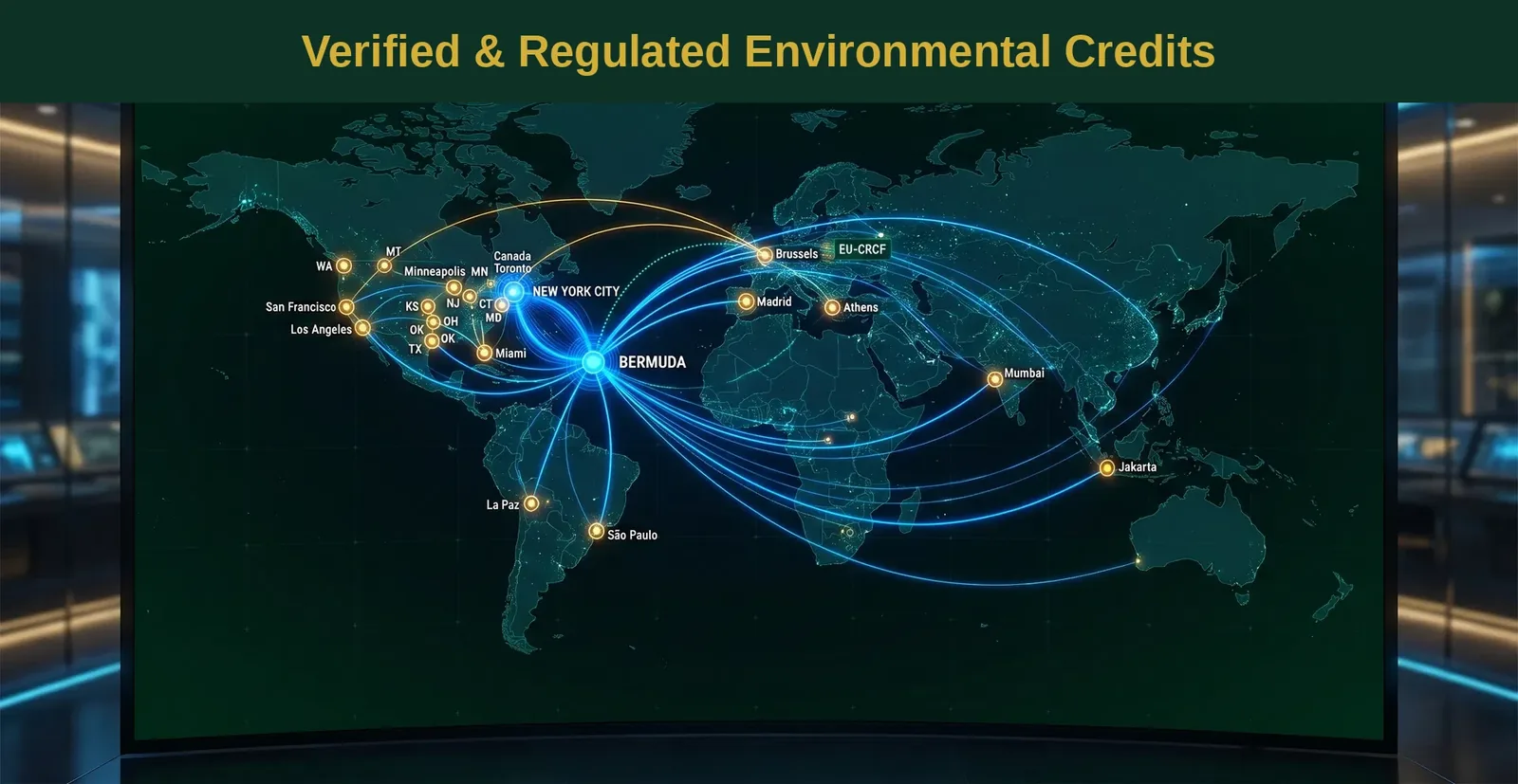 Verified and regulated environmental credits mapped globally