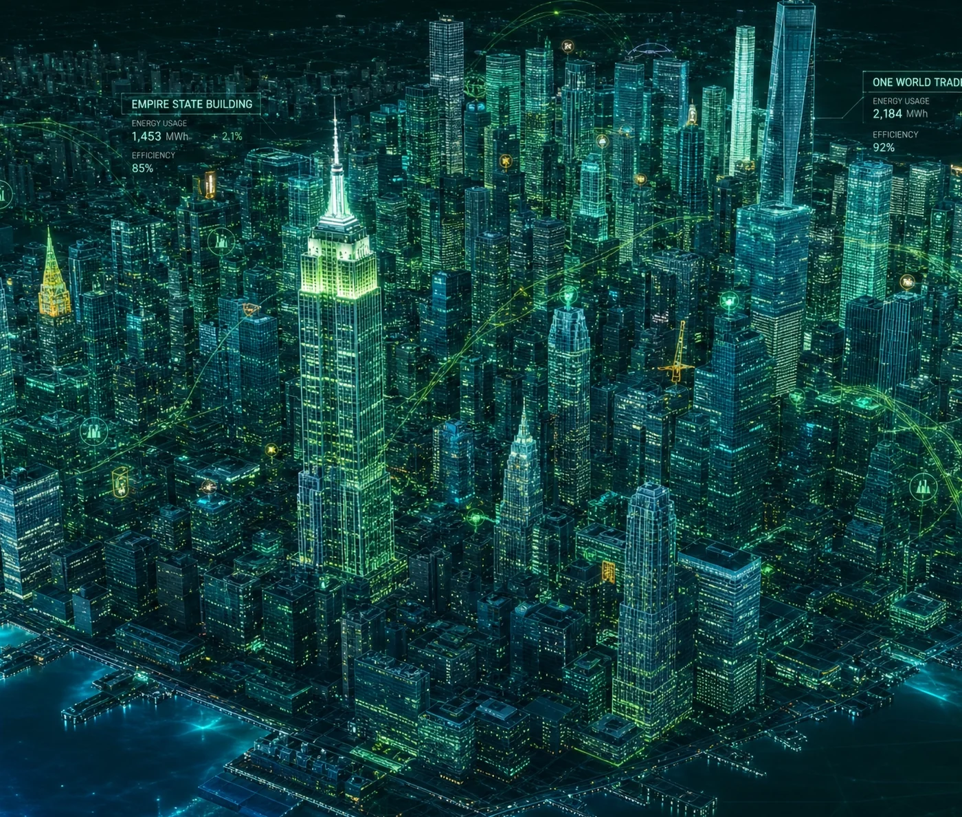 Digital twin view of the Manhattan skyline