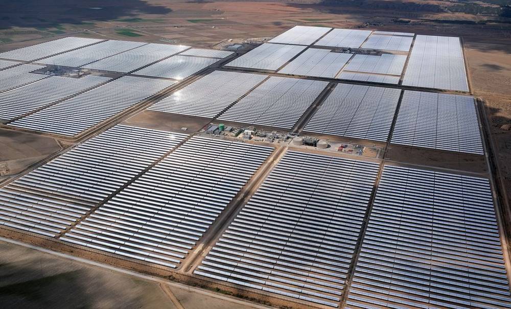 Aerial view of a utility-scale solar power station